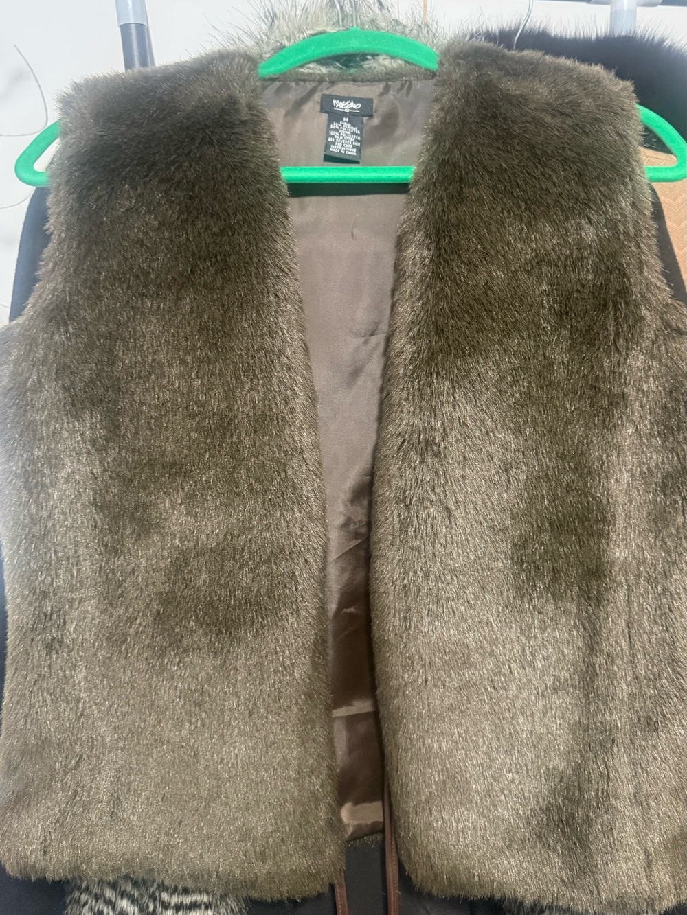 Mossimo Supply Co. Olive Faux Fur Vest